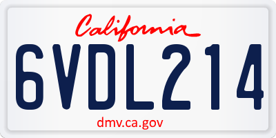 CA license plate 6VDL214