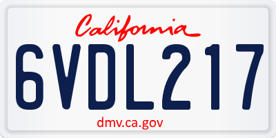 CA license plate 6VDL217
