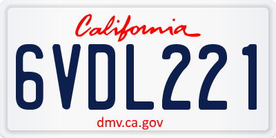 CA license plate 6VDL221