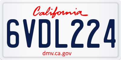 CA license plate 6VDL224