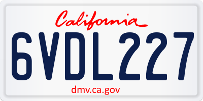 CA license plate 6VDL227