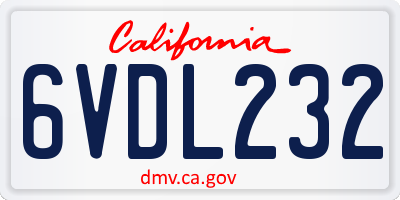CA license plate 6VDL232