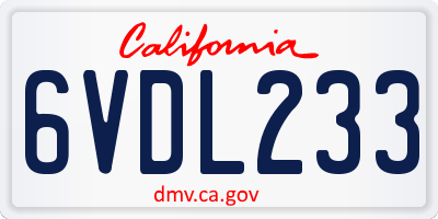 CA license plate 6VDL233
