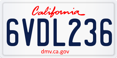 CA license plate 6VDL236