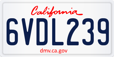 CA license plate 6VDL239