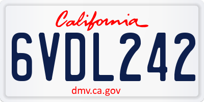 CA license plate 6VDL242
