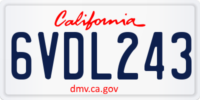 CA license plate 6VDL243
