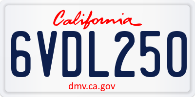 CA license plate 6VDL250