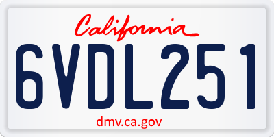 CA license plate 6VDL251