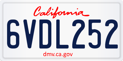 CA license plate 6VDL252
