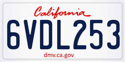 CA license plate 6VDL253