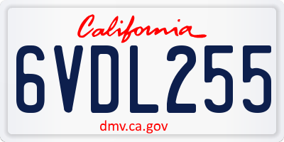 CA license plate 6VDL255