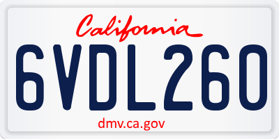 CA license plate 6VDL260