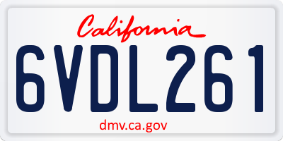 CA license plate 6VDL261