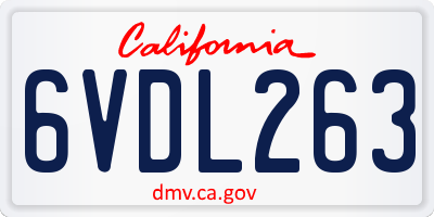 CA license plate 6VDL263