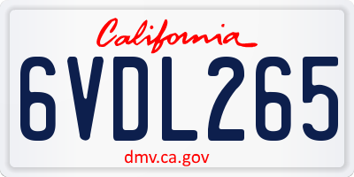 CA license plate 6VDL265