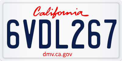 CA license plate 6VDL267