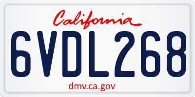 CA license plate 6VDL268