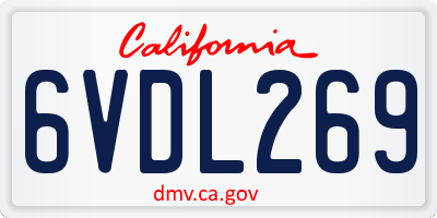 CA license plate 6VDL269