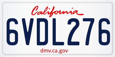 CA license plate 6VDL276