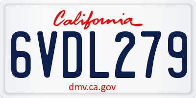 CA license plate 6VDL279