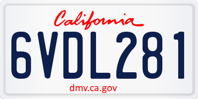 CA license plate 6VDL281