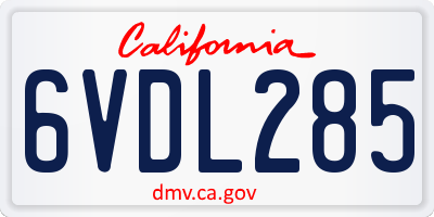 CA license plate 6VDL285