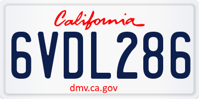 CA license plate 6VDL286