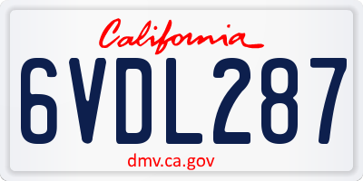CA license plate 6VDL287