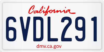 CA license plate 6VDL291