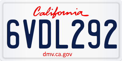 CA license plate 6VDL292