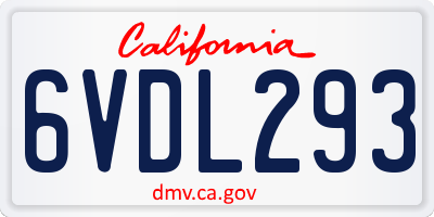 CA license plate 6VDL293