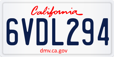 CA license plate 6VDL294