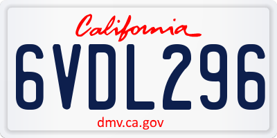 CA license plate 6VDL296