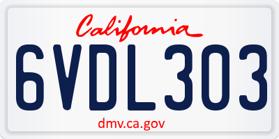 CA license plate 6VDL303