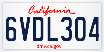 CA license plate 6VDL304