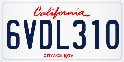 CA license plate 6VDL310
