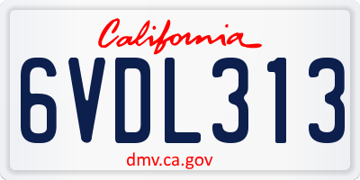 CA license plate 6VDL313