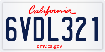 CA license plate 6VDL321