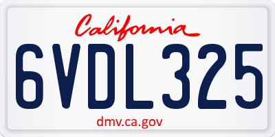 CA license plate 6VDL325