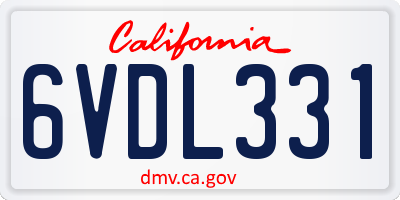 CA license plate 6VDL331