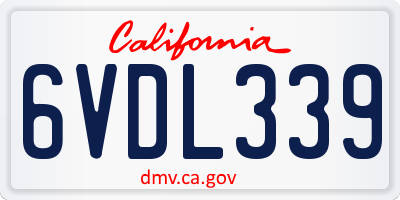 CA license plate 6VDL339