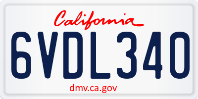 CA license plate 6VDL340