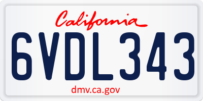 CA license plate 6VDL343