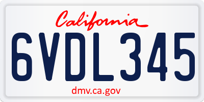 CA license plate 6VDL345