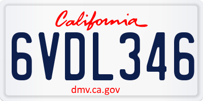 CA license plate 6VDL346