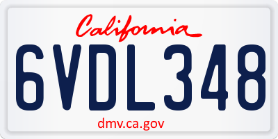 CA license plate 6VDL348