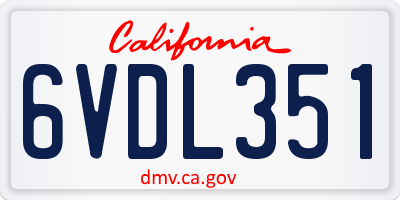 CA license plate 6VDL351