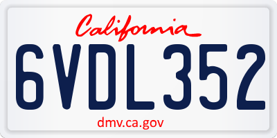 CA license plate 6VDL352