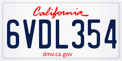 CA license plate 6VDL354
